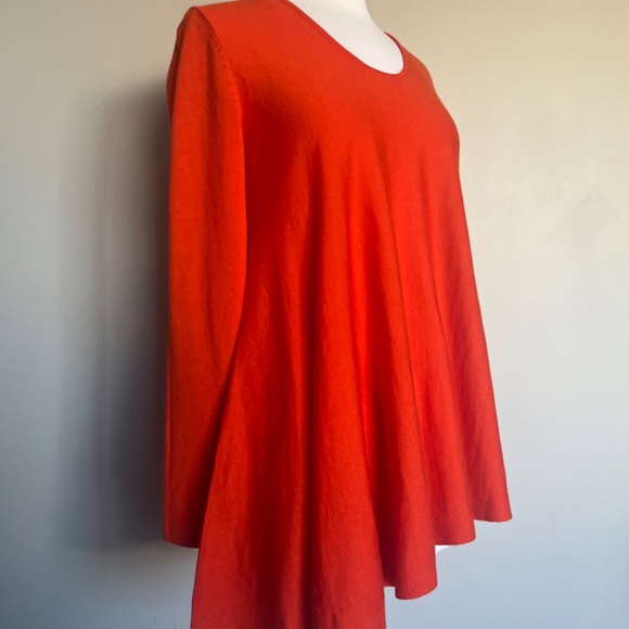 COS Red Orange Asymmetrical Hem Casual Flowing  Sweater Tunic Dress 100% wool - Picture 13 of 16